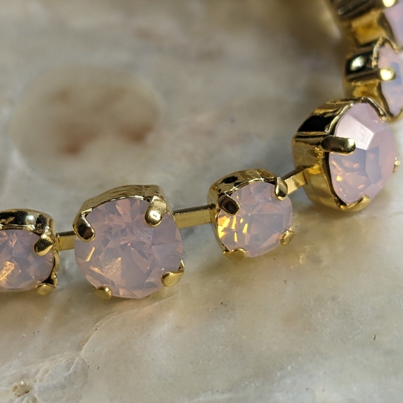 Pink Opal Rose Water Crystal Bracelet in 14k Gold Plated - Picture 4 of 4